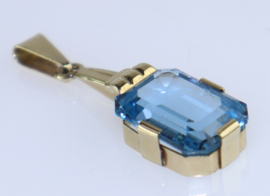 Gouden hanger met aquamarijn of blauwe spinel, jaren '30/'40