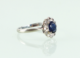 Art Deco witgouden ring saffier diamanten