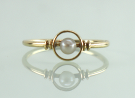Antieke 18 karaat gouden ring parel