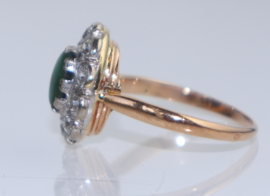 Antieke gouden ring met jade en diamanten, ca. 1920
