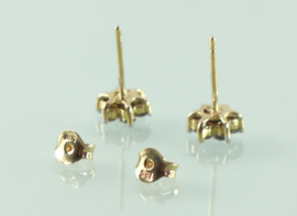 Gouden 18 karaat oorknoppen bloem met diamant