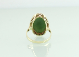 Vintage gouden ring grote ovale jade