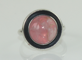 Vintage zilveren ring met rozenkwarts N.E. From