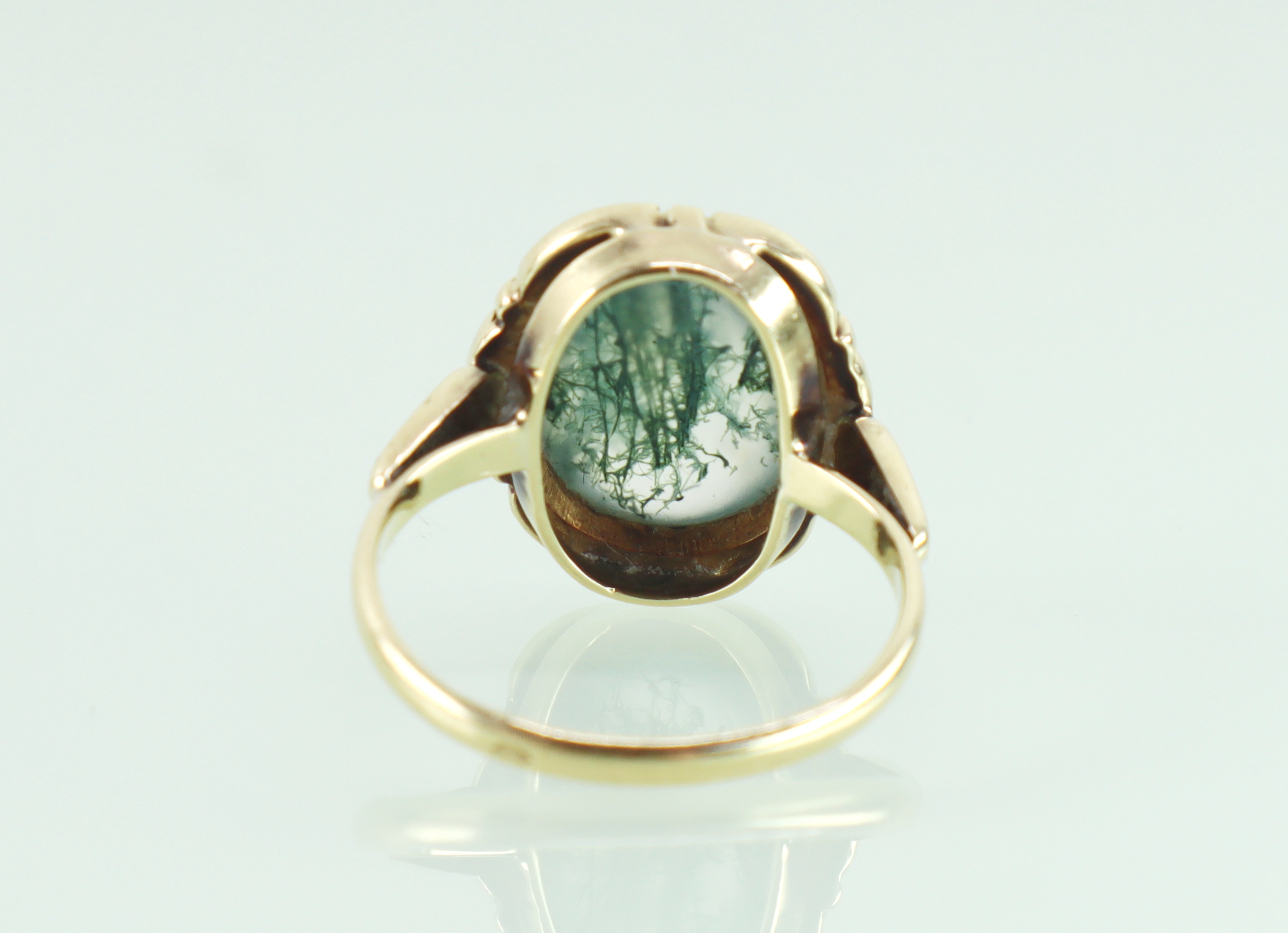 Vintage gouden ring met mosagaat