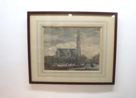 Antieke gravure Westerkerk Amsterdam 1726