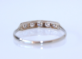 Witgouden Art Deco ring met vijf oudslijpsel diamanten