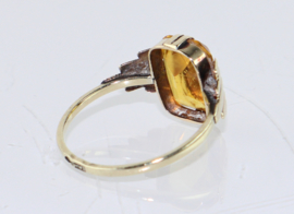 Antieke Art Deco gouden ring met citrien