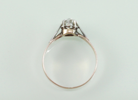 Antieke gouden solitair ring oud slijpsel diamant