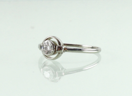 Art Deco witgouden platina ring oud slijpsel diamant