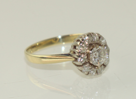 Vintage gouden rozetring met briljant geslepen diamanten