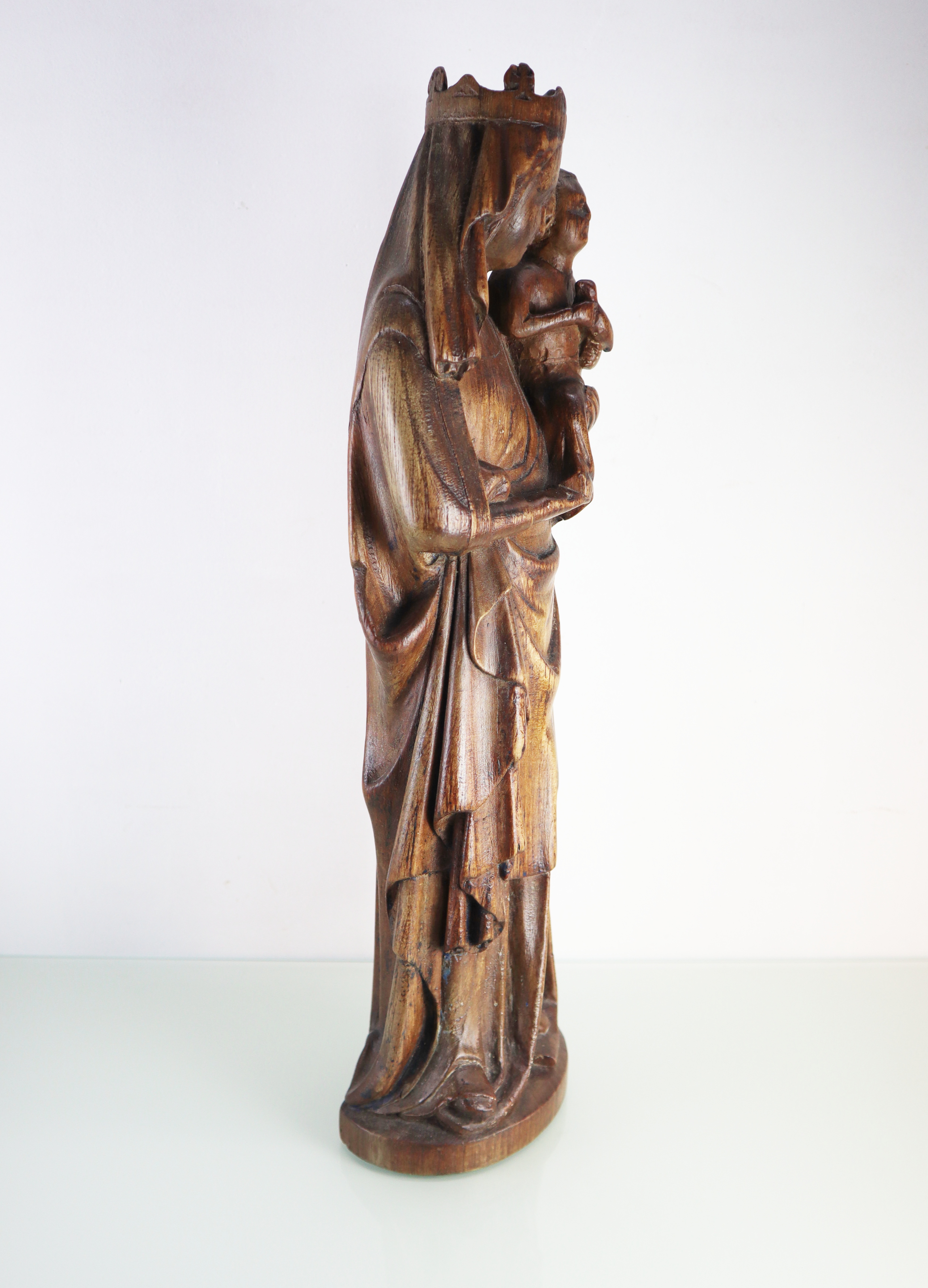 Antiek houten Mariabeeld