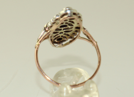 Antieke Jugendstil gouden ring met saffier en diamanten