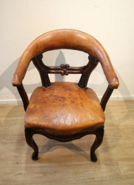 Antieke met leder beklede bureaustoel, 19 eeuw