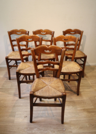 Set van 6 antieke boerenstoelen