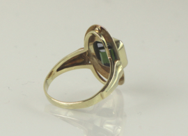 Vintage gouden ring met groene toermalijn, jaren '60