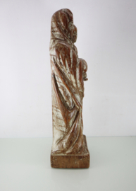 Antiek houten Mariabeeld met kind