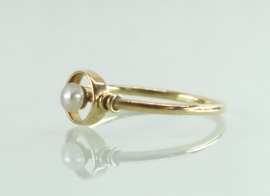 Antieke 18 karaat gouden ring parel