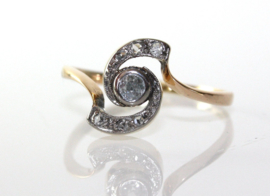 Antieke gouden slagring met diamant Art Deco ca. 1920