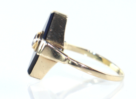 Antieke Art Deco gouden ring met onyx en diamant