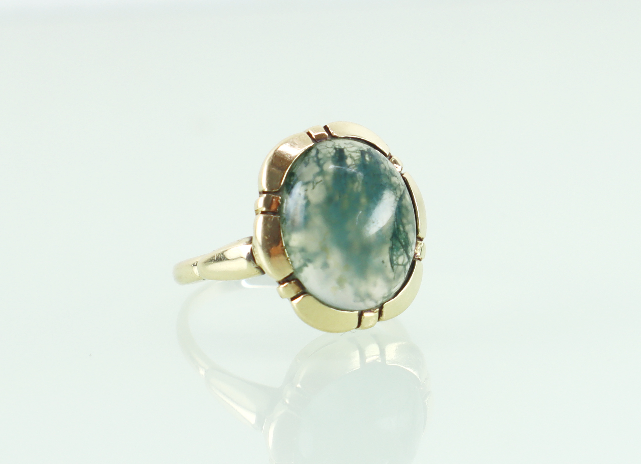 Vintage gouden ring met mosagaat