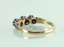 Goud platina Art Deco ring oudslijpsel diamanten