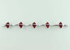 Zilveren armband palmbladeren met carneool