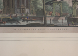 Antieke Gravure Lutherse kerk Rotterdam