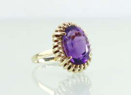 Vintage gouden ring grote amethist