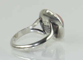 Vintage zilveren ring met rozenkwarts N.E. From