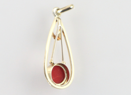 Vintage gouden hanger bloedkoraal, jaren ‘60