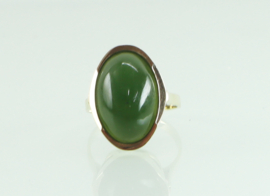 Vintage gouden ring grote ovale jade