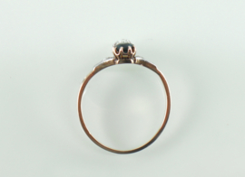 Antieke goud met platina ring saffier roosdiamant