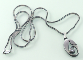 Zilveren hanger bergkristal Sten & Laine Finland jaren ’70 met collier