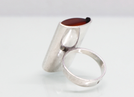 Vintage zilveren ring streep-agaat Finland 1969-1972