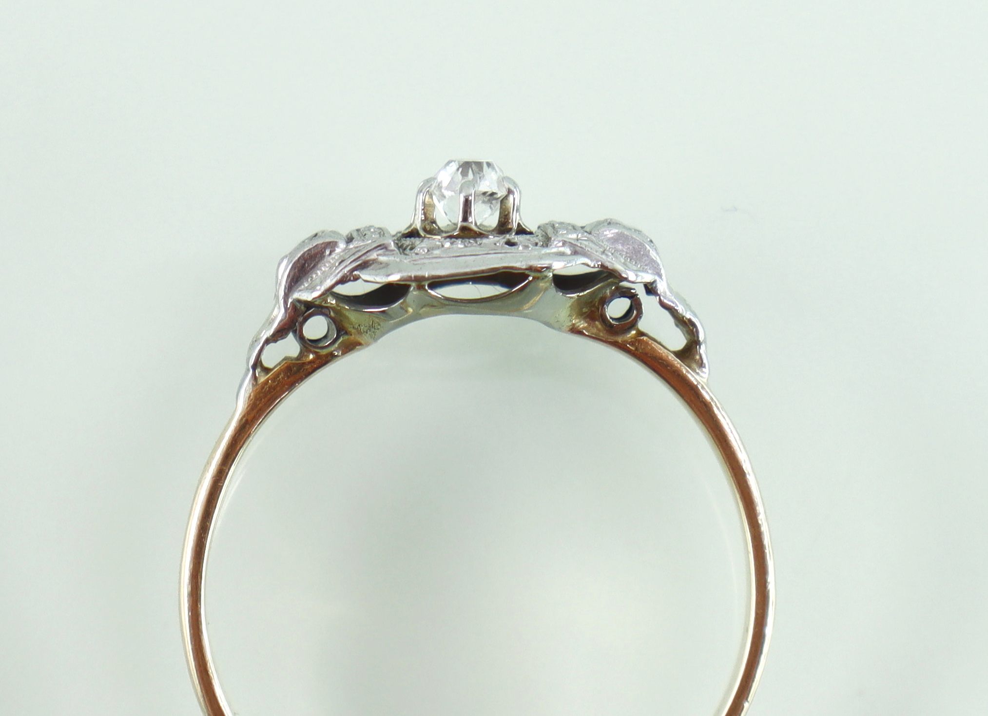 Art Deco goud platina ring oud slijpsel diamant