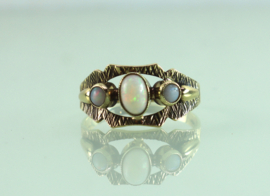 Vintage gouden ring drie opalen, jaren ‘70