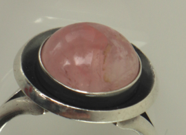 Vintage zilveren ring met rozenkwarts N.E. From
