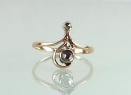 Antieke roségouden Art Nouveau ring roosdiamant