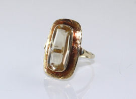 Vintage gouden ring met grote citrien