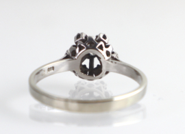 Vintage witgouden ring entouragering met diamant