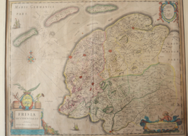 Antieke kaart Friesland Hondius, 17e eeuw