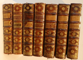 Set leder gebonden boeken, 18e eeuw