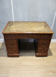 Antiek Engels bureau met lederen blad
