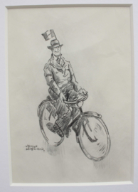 Herman Moerkerk (1879-1949) tekening fietsende man