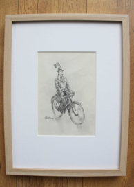 Herman Moerkerk (1879-1949) tekening fietsende man