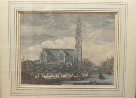 Antieke gravure Westerkerk Amsterdam 1726