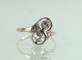 Toi et Moi goud platina ring diamanten Art Deco