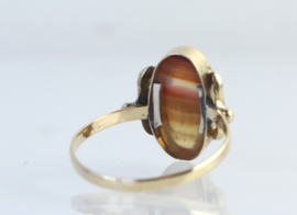 Vintage gouden ring met streepagaat