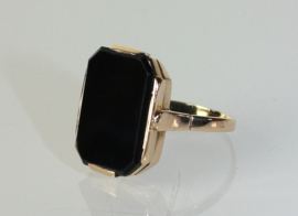 14 karaat gouden zegelring voor heren met grote onyx