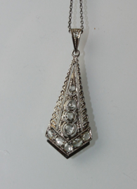Prachtige witgouden  Art Deco hanger met roosgeslepen diamanten ca. 1910